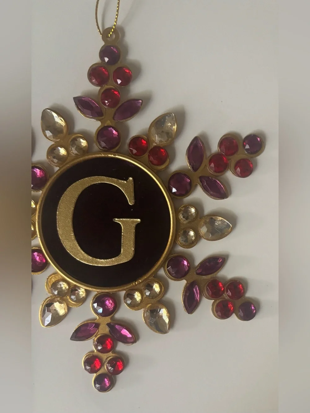 monogrammed jeweled Christmas ornament letter G NWT NEW